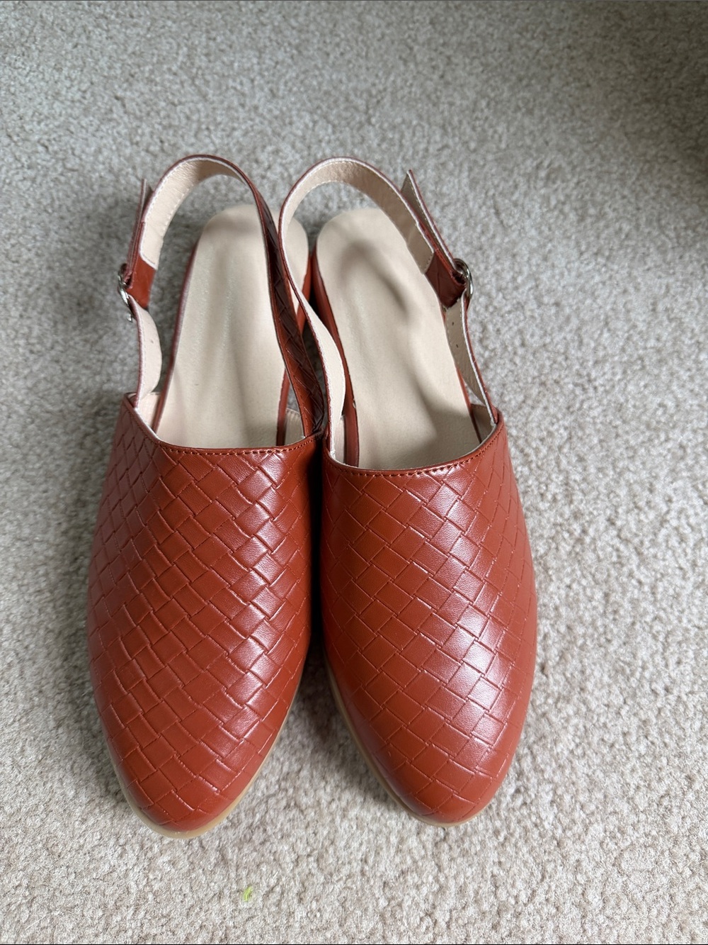 New Without Tags Woven Slingback Flats - Red/Brown